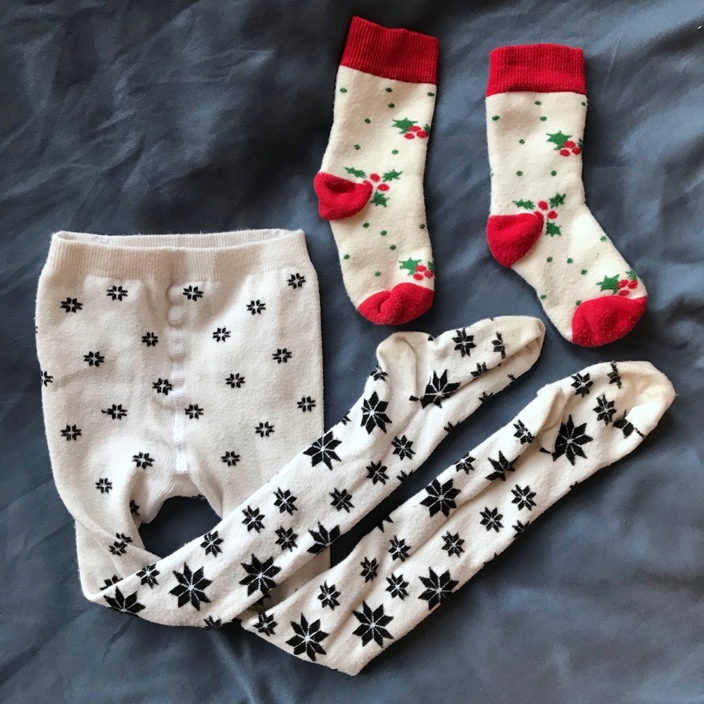 Hanna Andersson Christmas Holiday tights/socks bundle Size 3-4 (90/100cm)